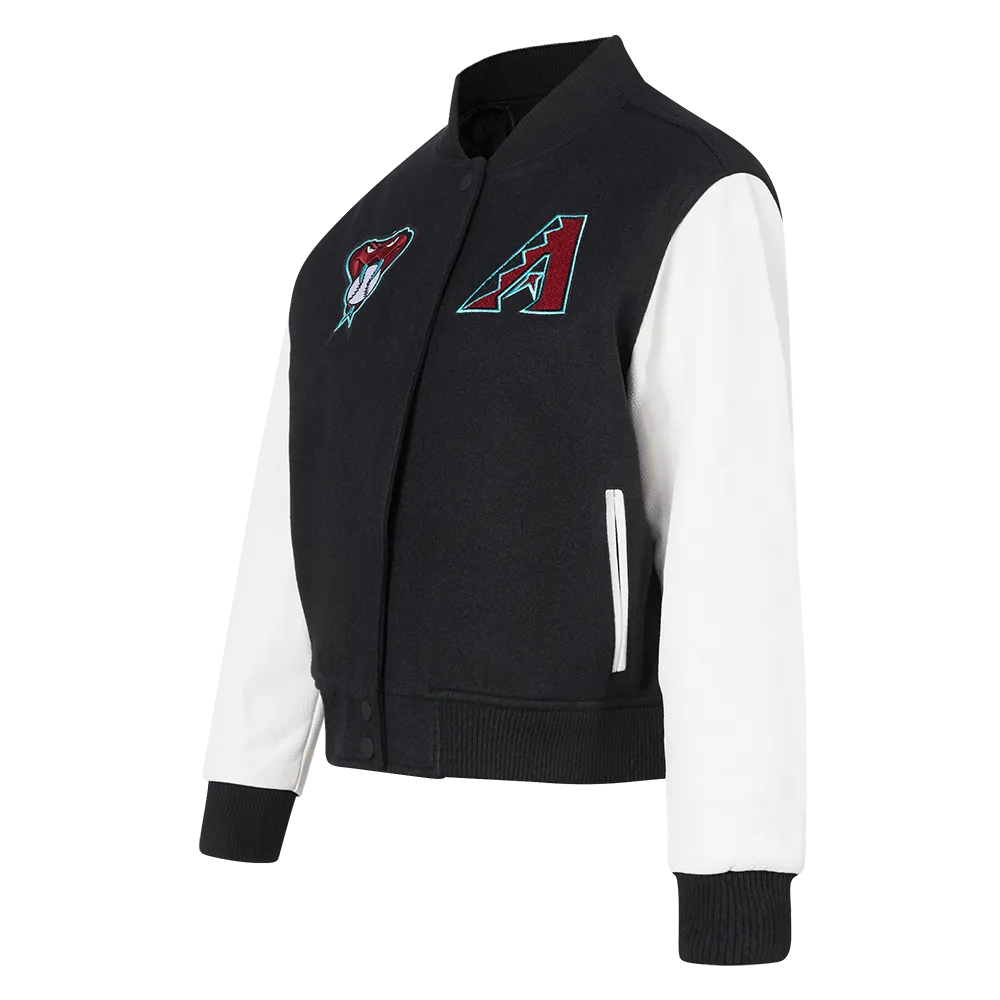 MLB ARIZONA DIAMONDBACKS CLASSIC WOMEN'S WOOL VARSITY JACKET (BLACK/WHITE)