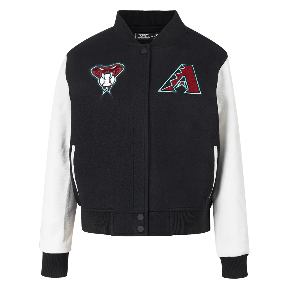 MLB ARIZONA DIAMONDBACKS CLASSIC WOMEN'S WOOL VARSITY JACKET (BLACK/WHITE)