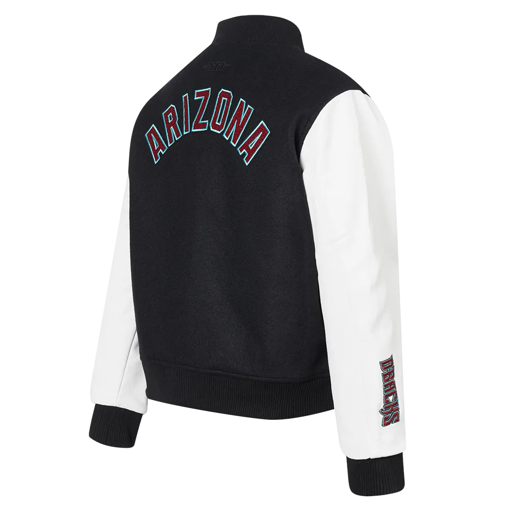 MLB ARIZONA DIAMONDBACKS CLASSIC WOMEN'S WOOL VARSITY JACKET (BLACK/WHITE)