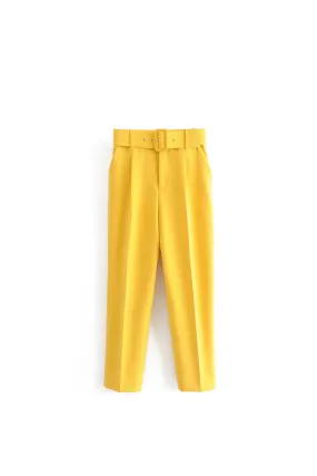 'Natalie' Belted High-Waist Pants (Multi Color)