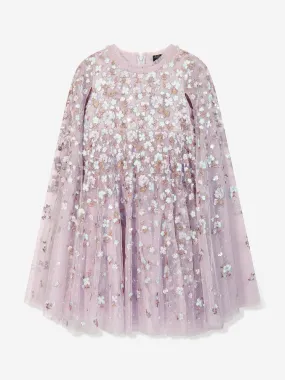 Needle & Thread Girls Dahlia Ditsy Cape Dress in Pink