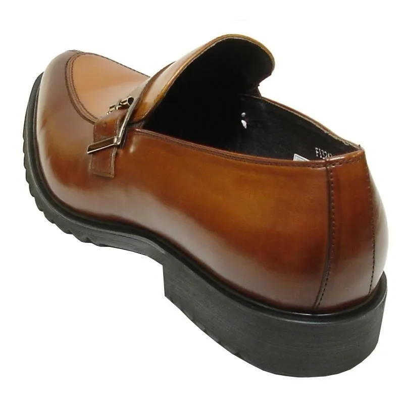 New Encore Fiesso Brown/Tan Two Tone Buckle Slip On Dress Shoes FI 3247