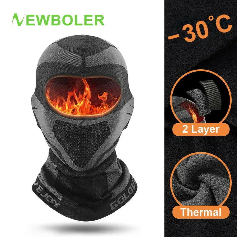 NEWBOLER Winter Thermal Cycling Face Mask Balaclava Head Cover Ski Bicycle Motocycle Windproof Soft Warm MTB Bike Hat Headwear