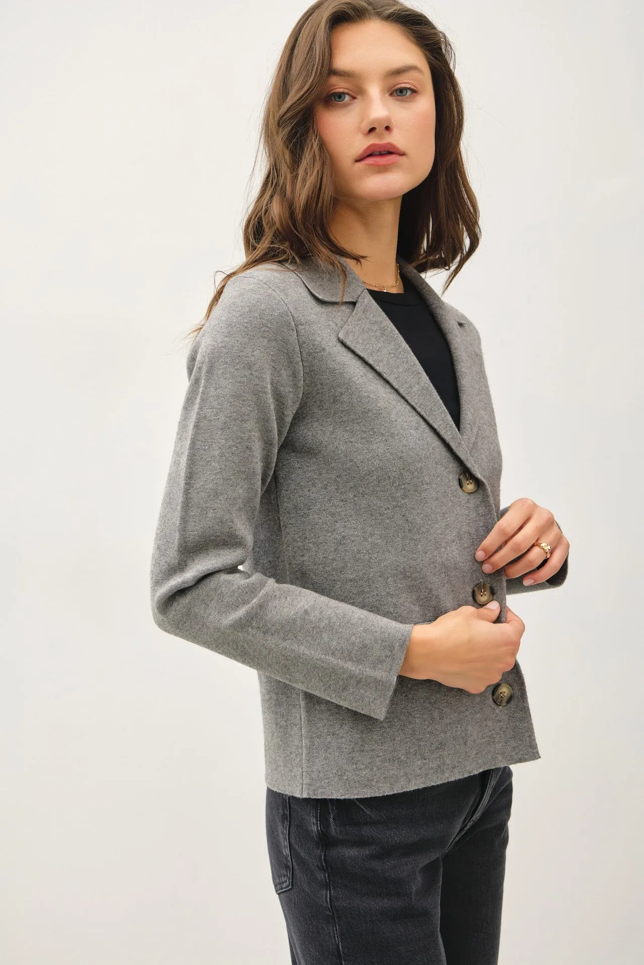 NOTCH COLLAR CARDIGAN