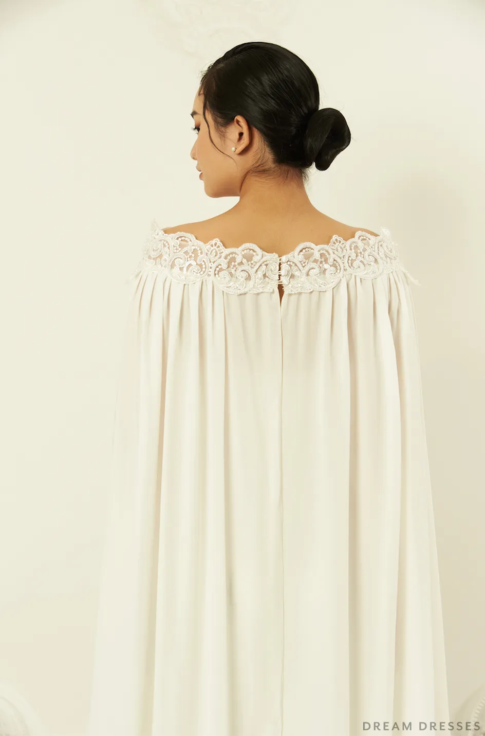 Off Shoulder Chiffon Bridal Cape (#ORVA)