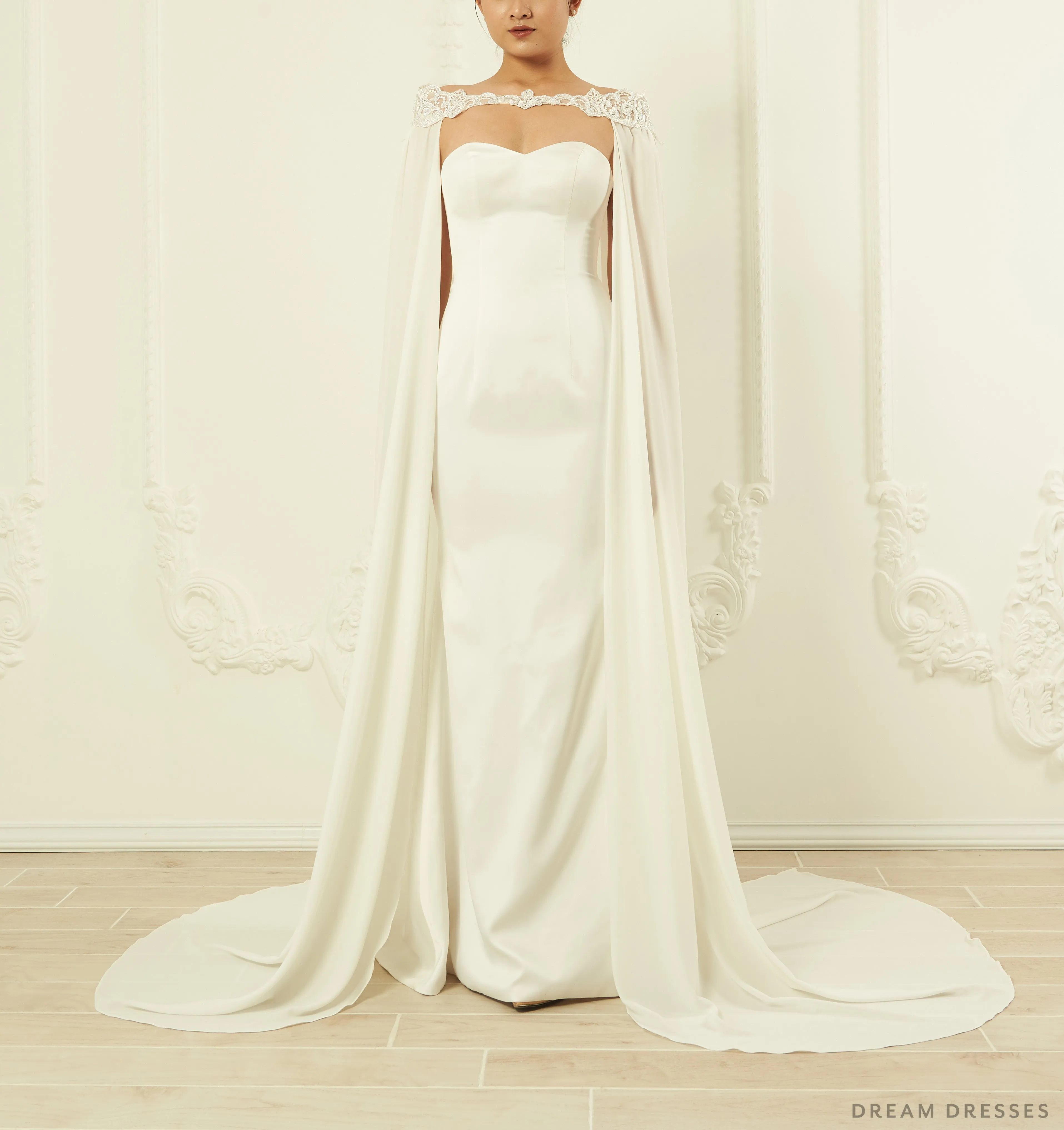 Off Shoulder Chiffon Bridal Cape (#ORVA)