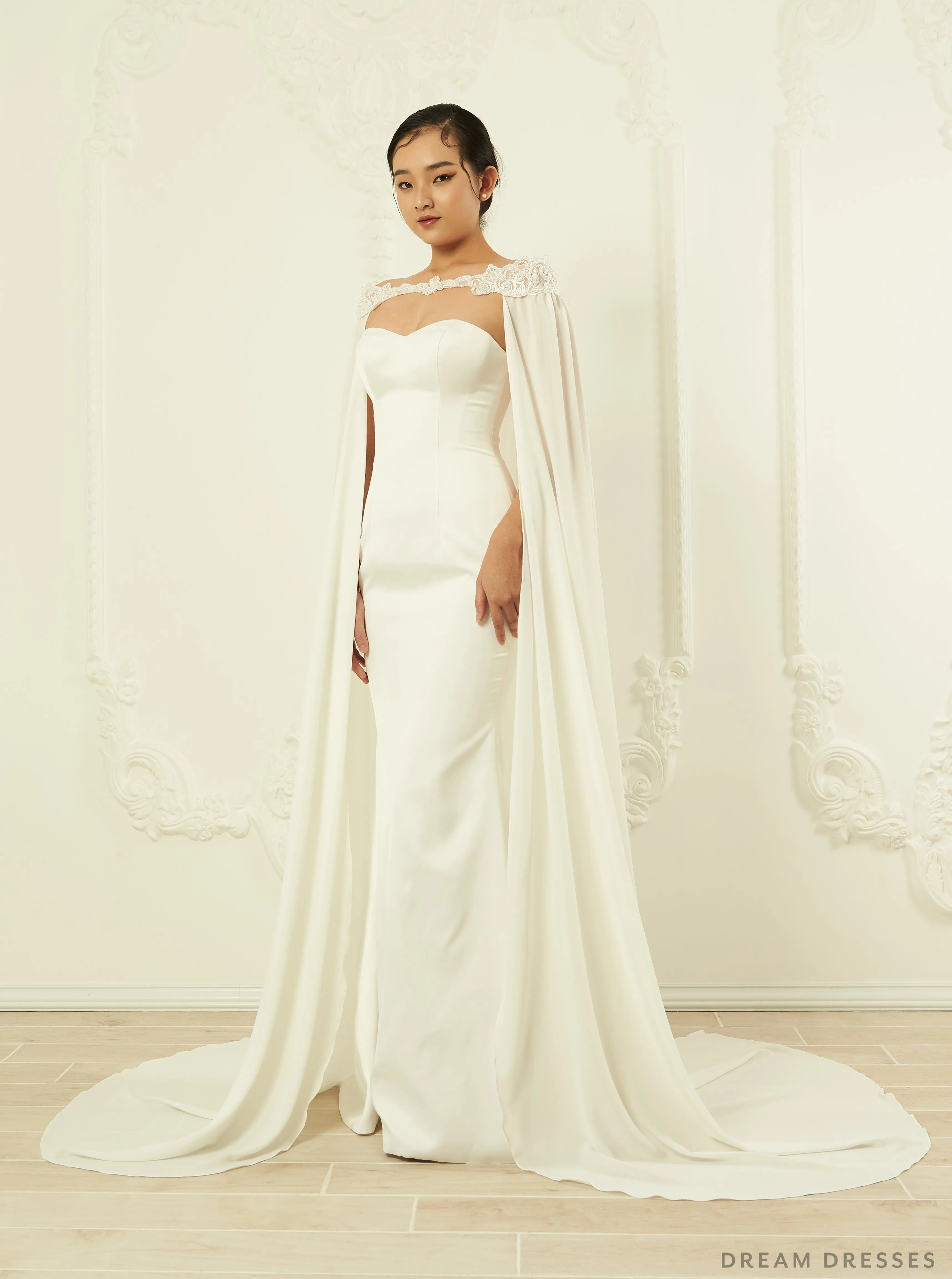 Off Shoulder Chiffon Bridal Cape (#ORVA)