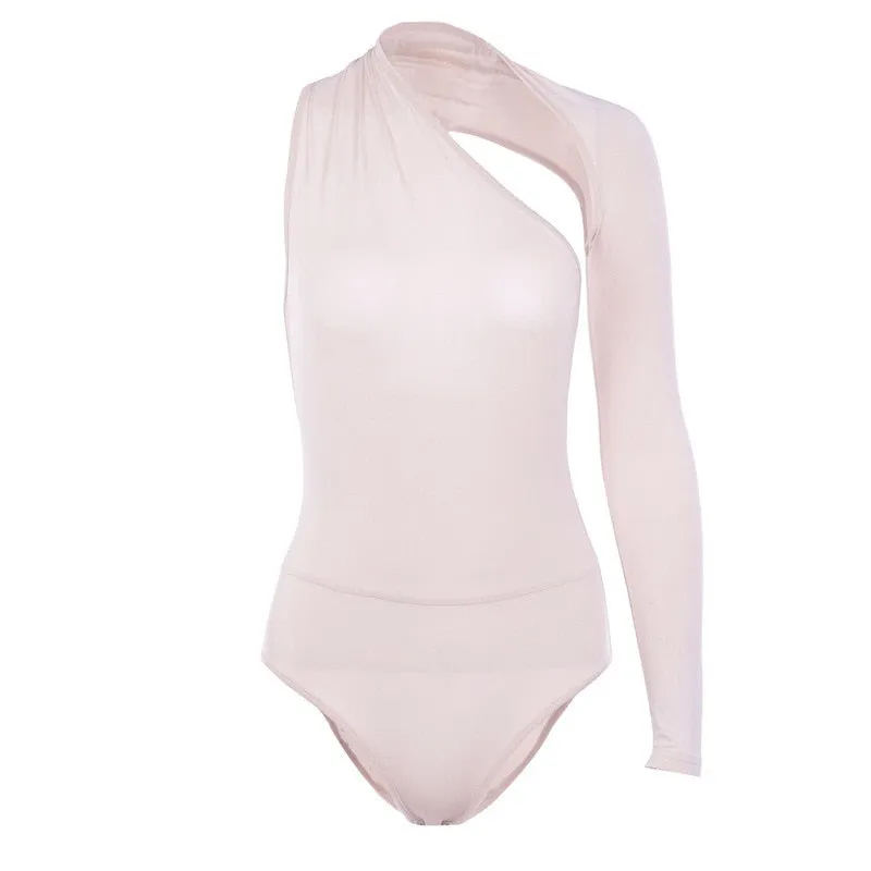 One long sleeve Asymmetric Bodysuit