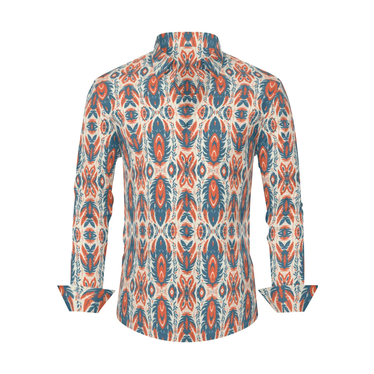 Orange Blue Western Shirt, Western Aztec Shirt, Aztec Graphic Shirt, Aztec patterns, Native American Shirt, Native American Style Shirt