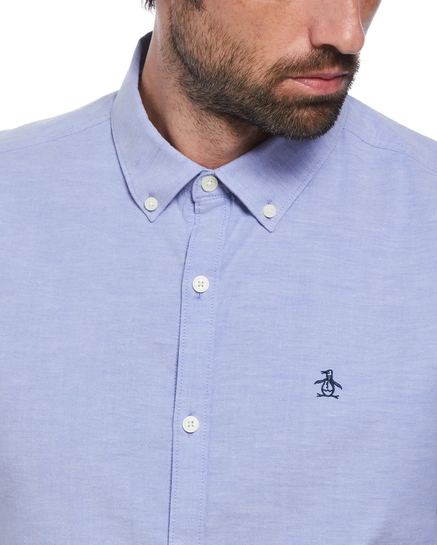 Original Penguin Ecovero Oxford Stretch Short Sleeve Shirt - Amparo Blue