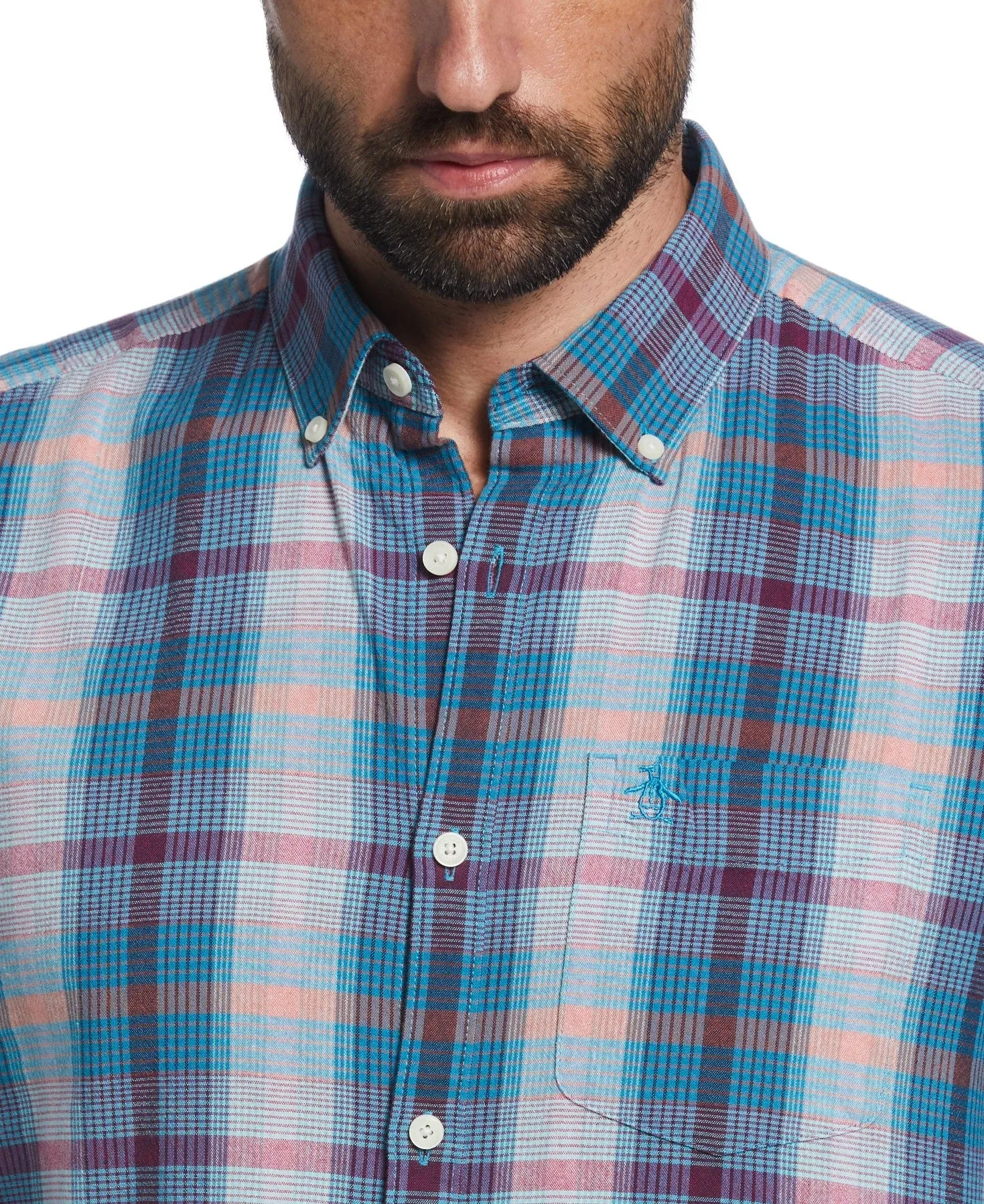 Original Penguin Multi Plaid Checkered Shirt - Mosaic Blue