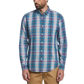 Original Penguin Multi Plaid Checkered Shirt - Mosaic Blue