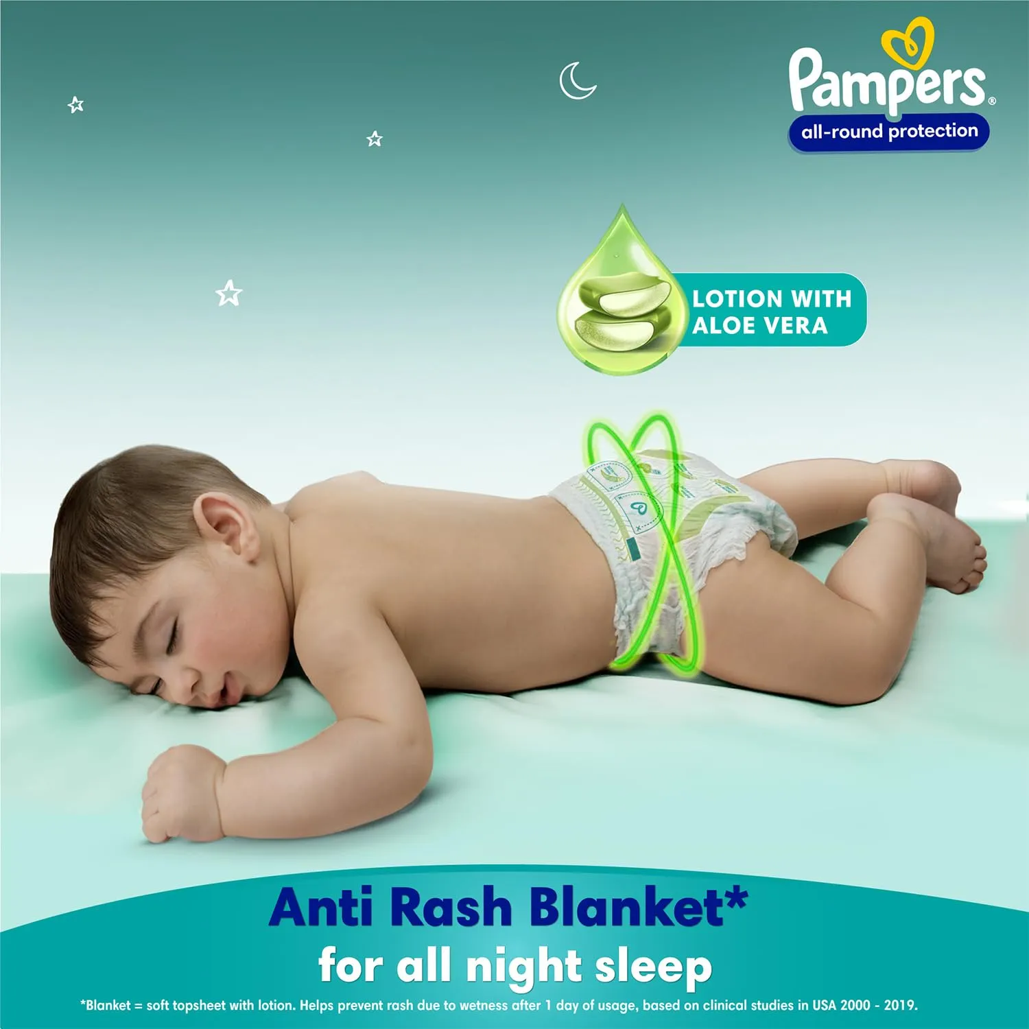 Pampers All round Protection Pants Style Baby Diapers, Medium (M) Size, 228 Count, Anti Rash Blanket, Lotion with Aloe Vera, 7-12kg Diapers