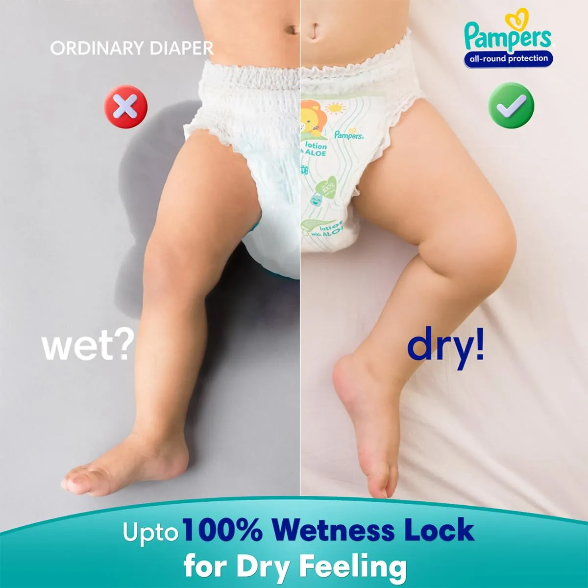 Pampers All round Protection Pants Style Baby Diapers, X-Large (XL) Size, 168 Count, Anti Rash Blanket, Lotion with Aloe Vera, 12-17kg Diapers