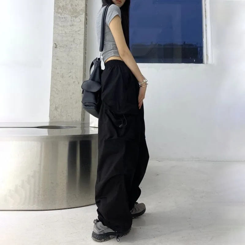 'Panther' Black Grunge Wide Leg Pants