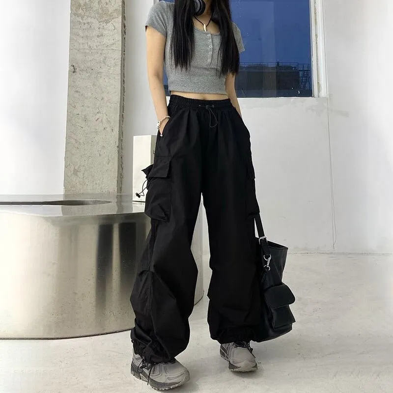 'Panther' Black Grunge Wide Leg Pants