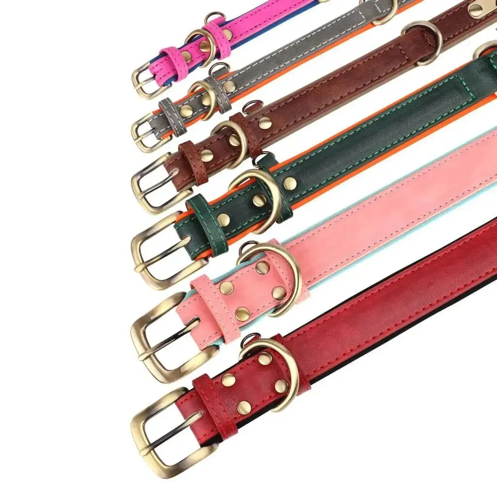 Personalized Leather Dog Collar Leash Set