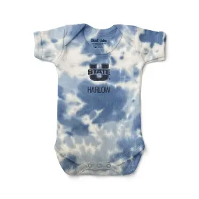 Personalized Utah State Aggies Tie Dye Bodysuit