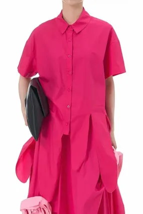 Pink Asymmetric Hem Shirt