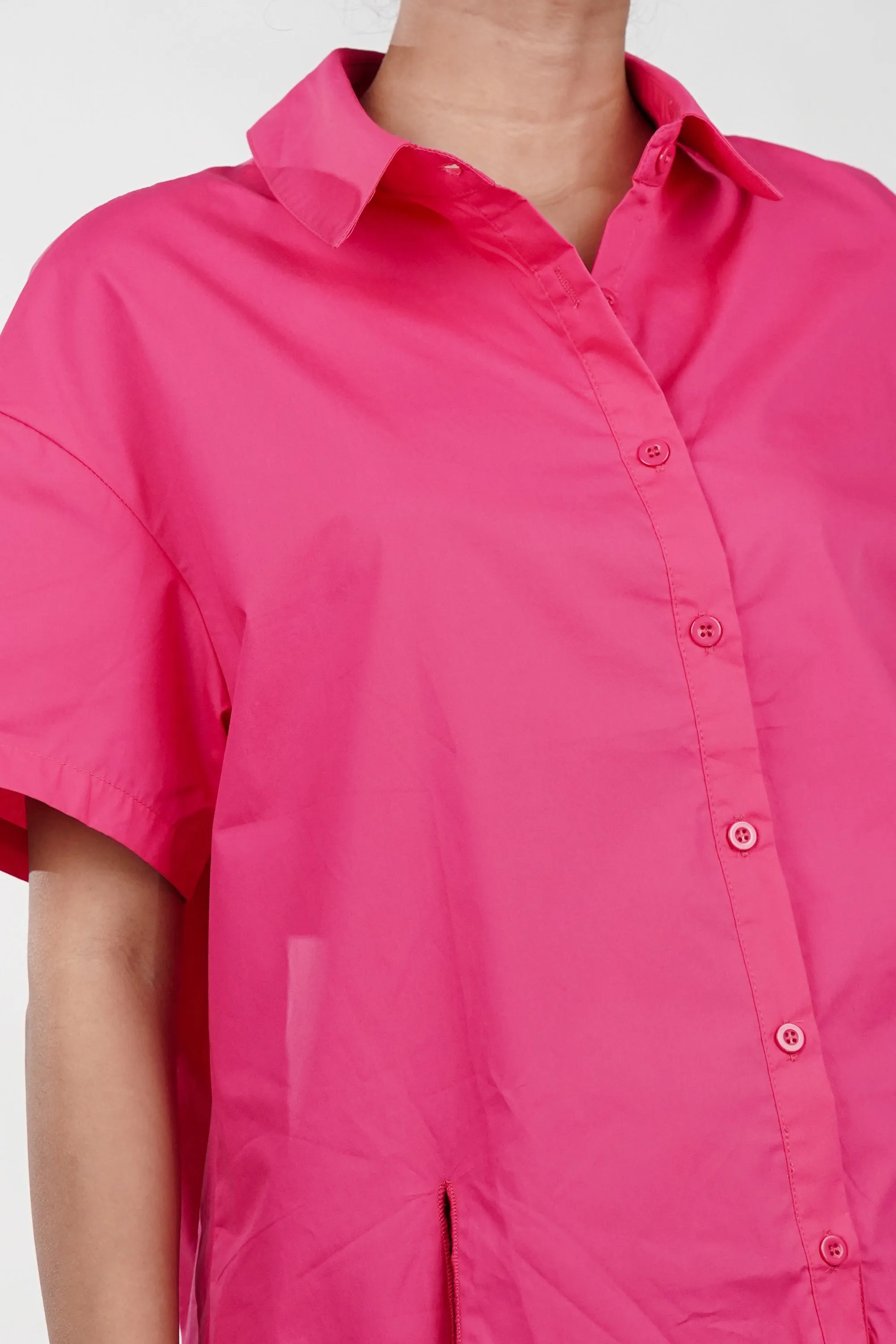 Pink Asymmetric Hem Shirt