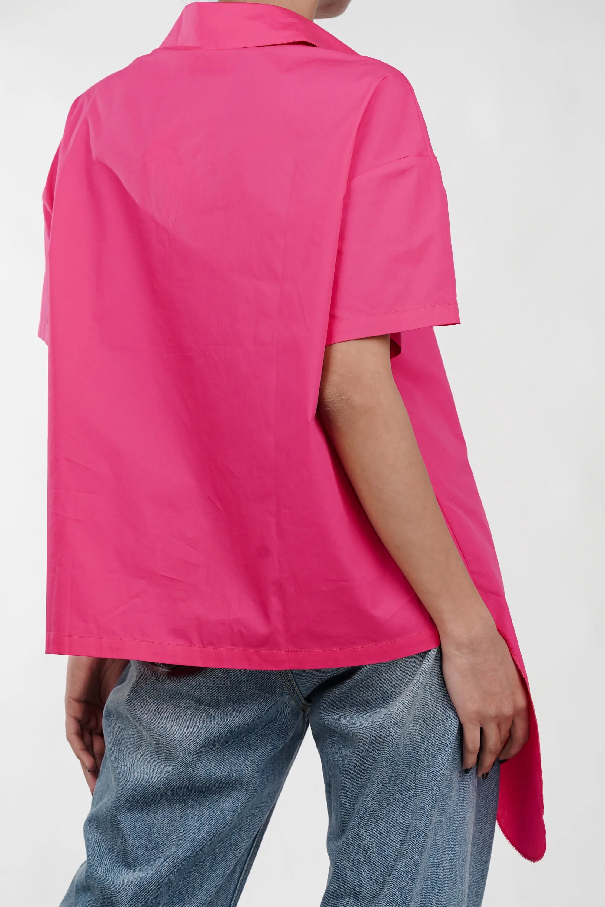 Pink Asymmetric Hem Shirt