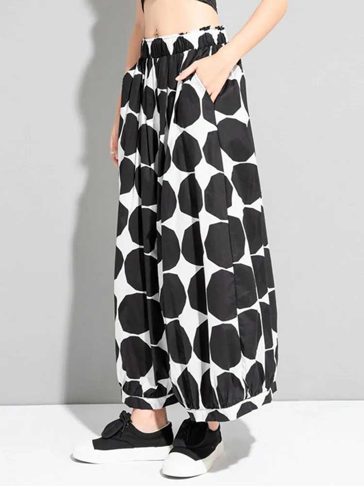 Polka Dot Wide Leg Loose Fit Pants