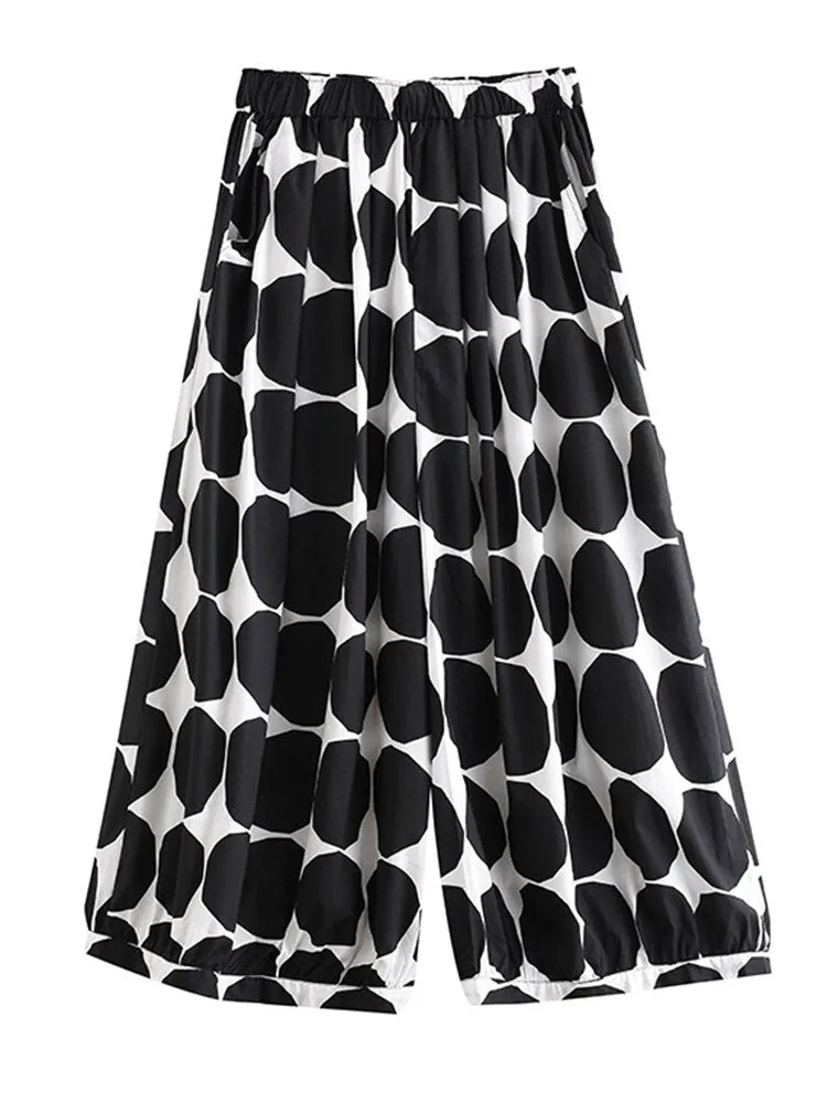 Polka Dot Wide Leg Loose Fit Pants