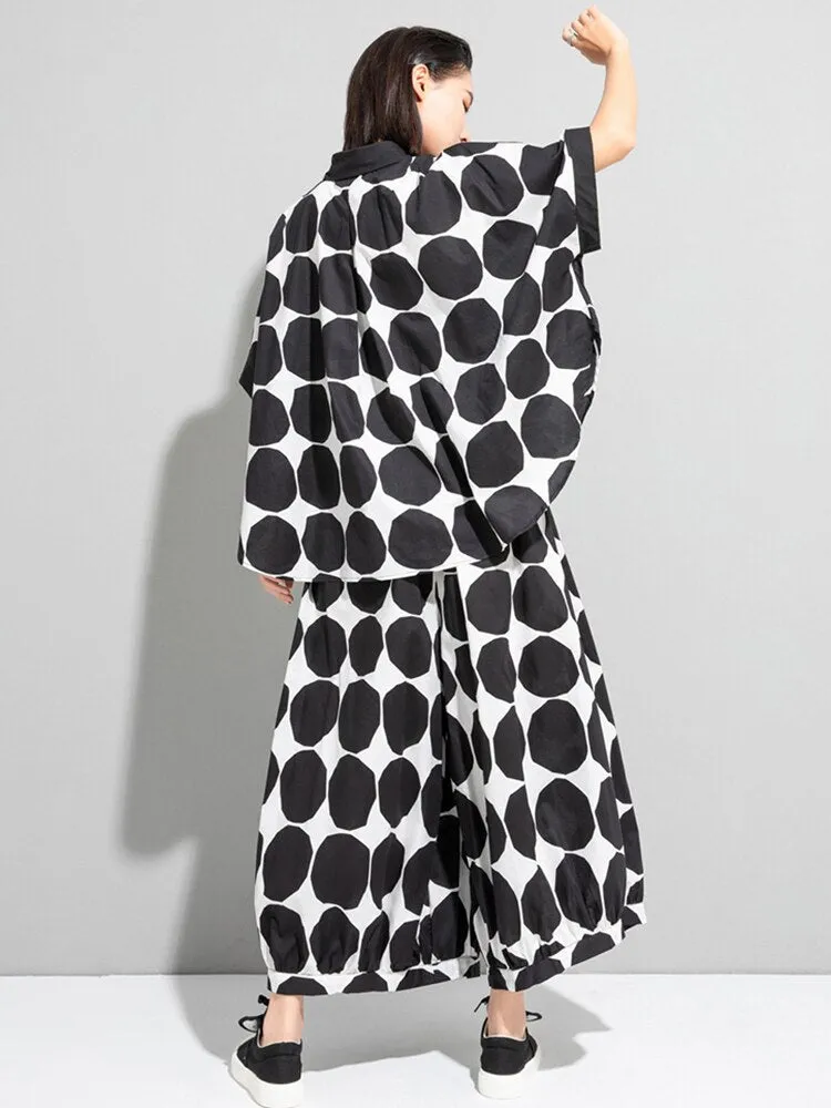 Polka Dot Wide Leg Loose Fit Pants