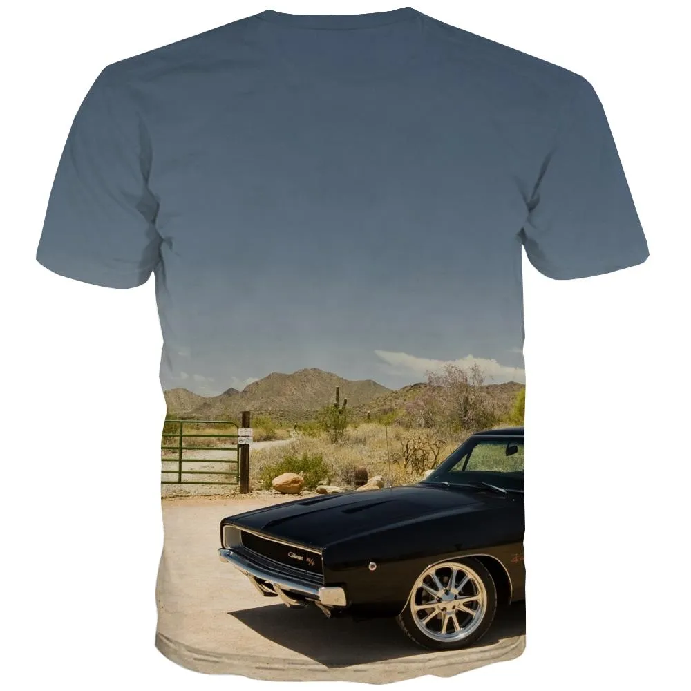 Racing Car T shirts Men Metal Tshirts Novelty City Shirt Print Gray Tshirt Printed Retro Tshirts Casual