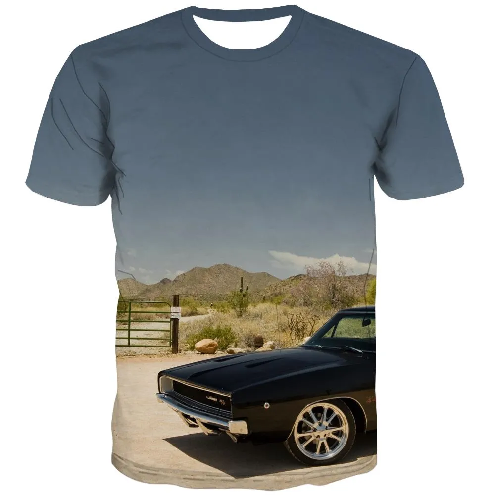 Racing Car T shirts Men Metal Tshirts Novelty City Shirt Print Gray Tshirt Printed Retro Tshirts Casual