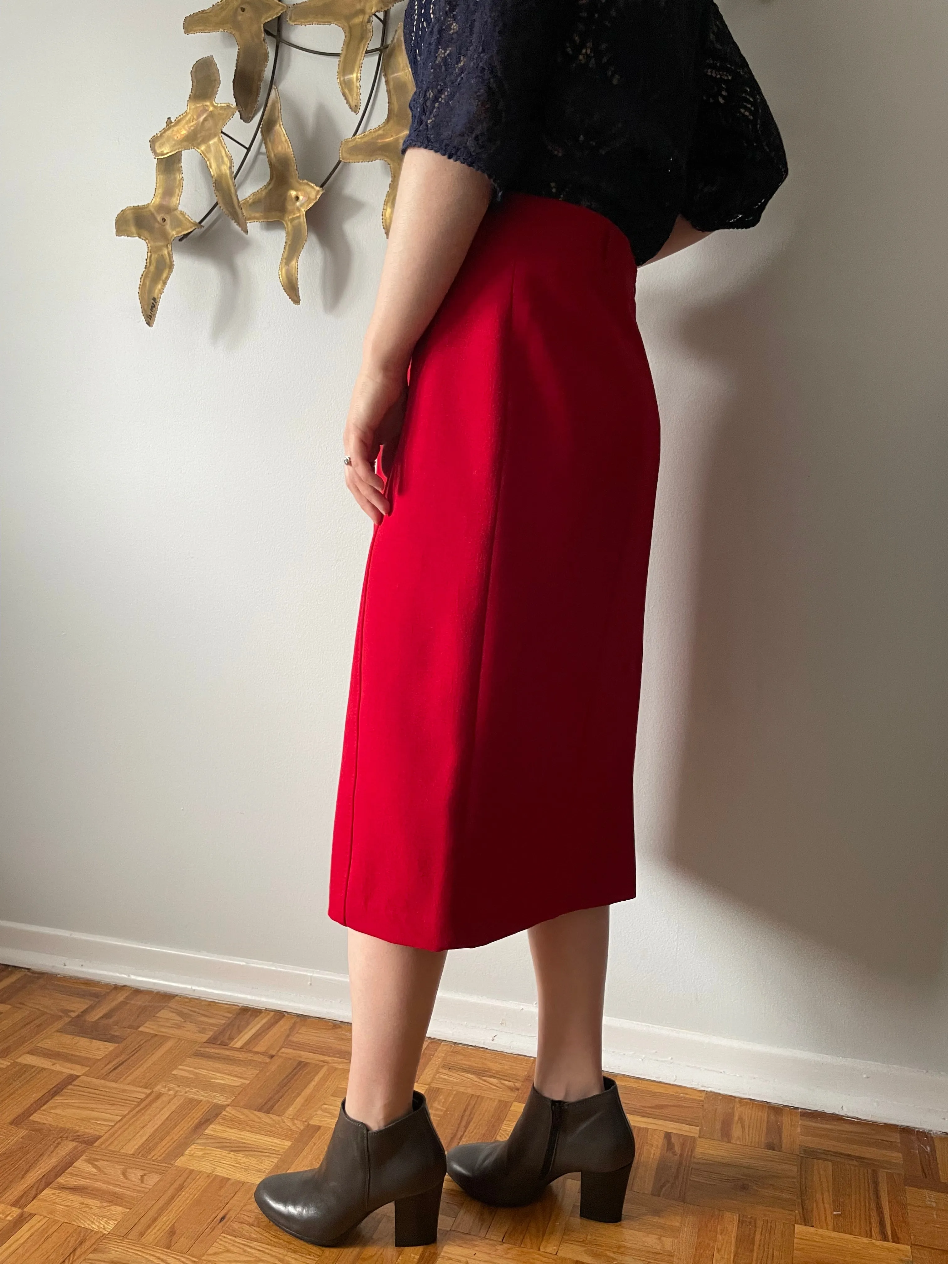 Rafaella Red Mid Length Pencil Skirt - Size 8