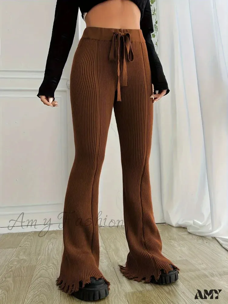 Ribbed Casual Forbidden Knit Women's Everyday Pants