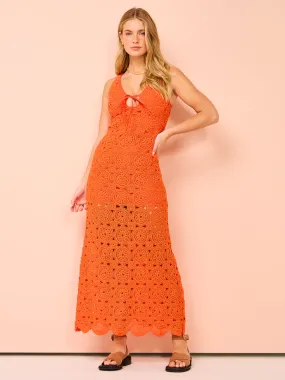 Roame Sunray Crochet Dress in Crochet Rosso