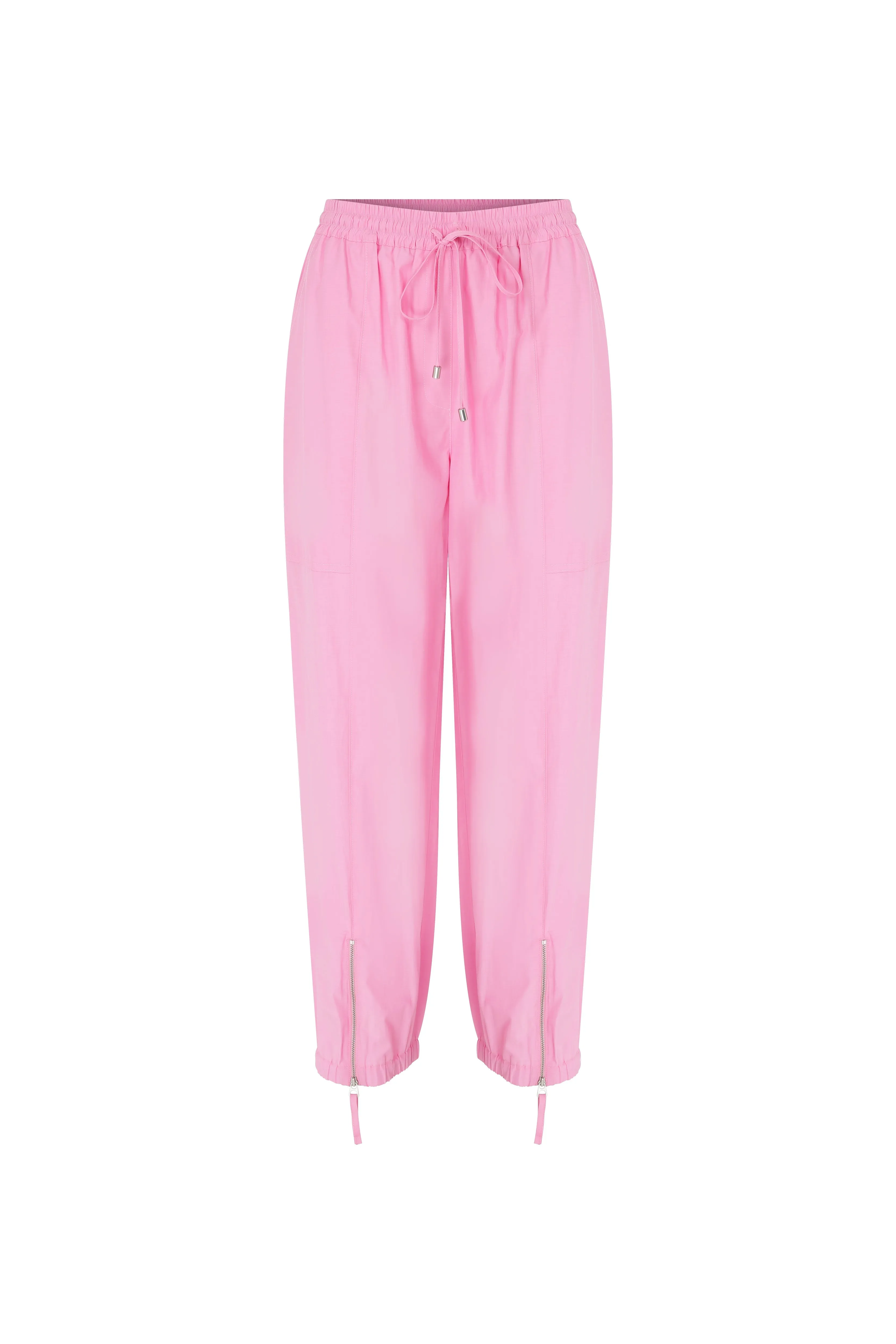 Roman Solid Zip Detail Hem Trousers Pink