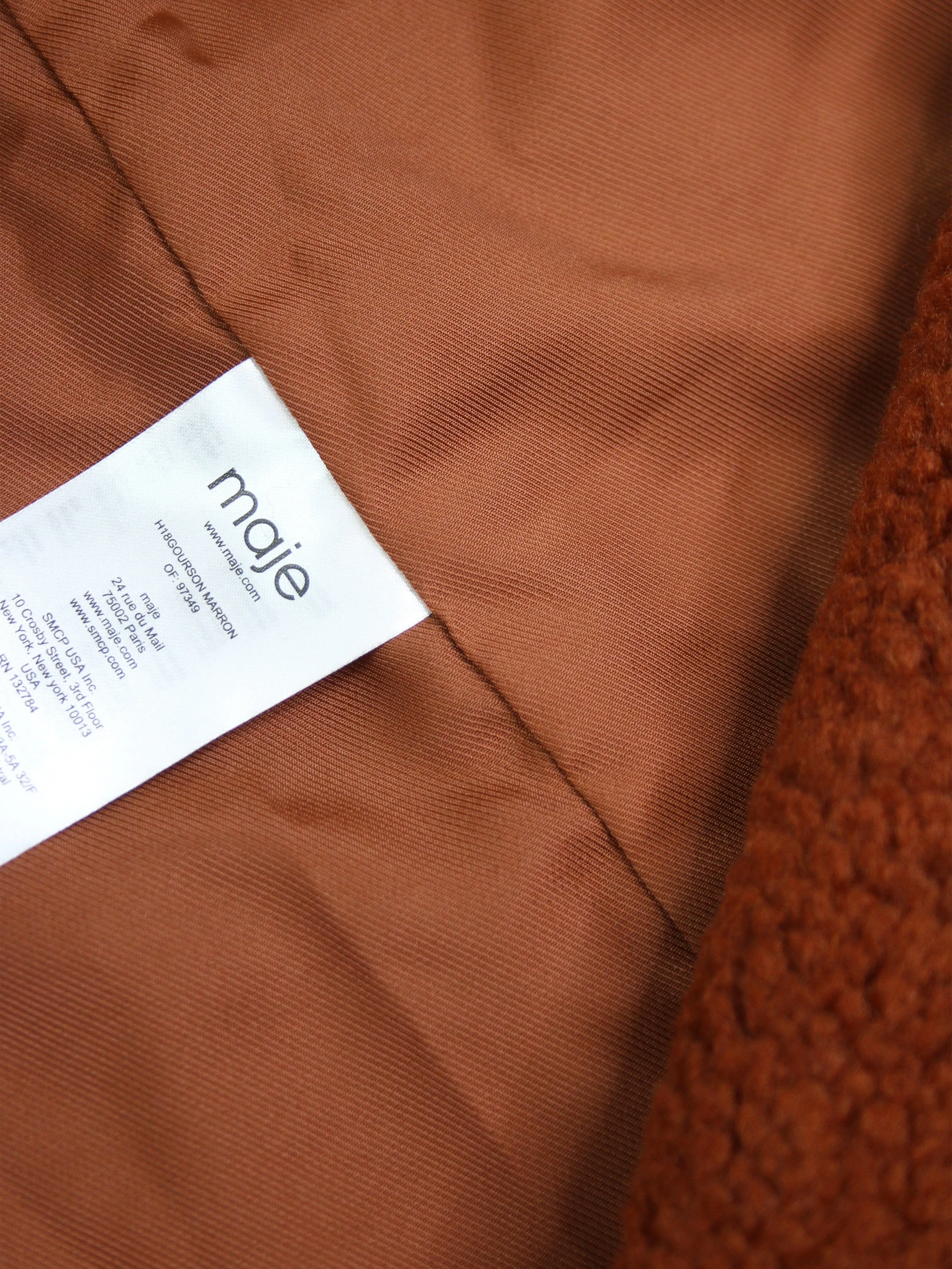 Rust brown teddy fleece coat - size UK 8