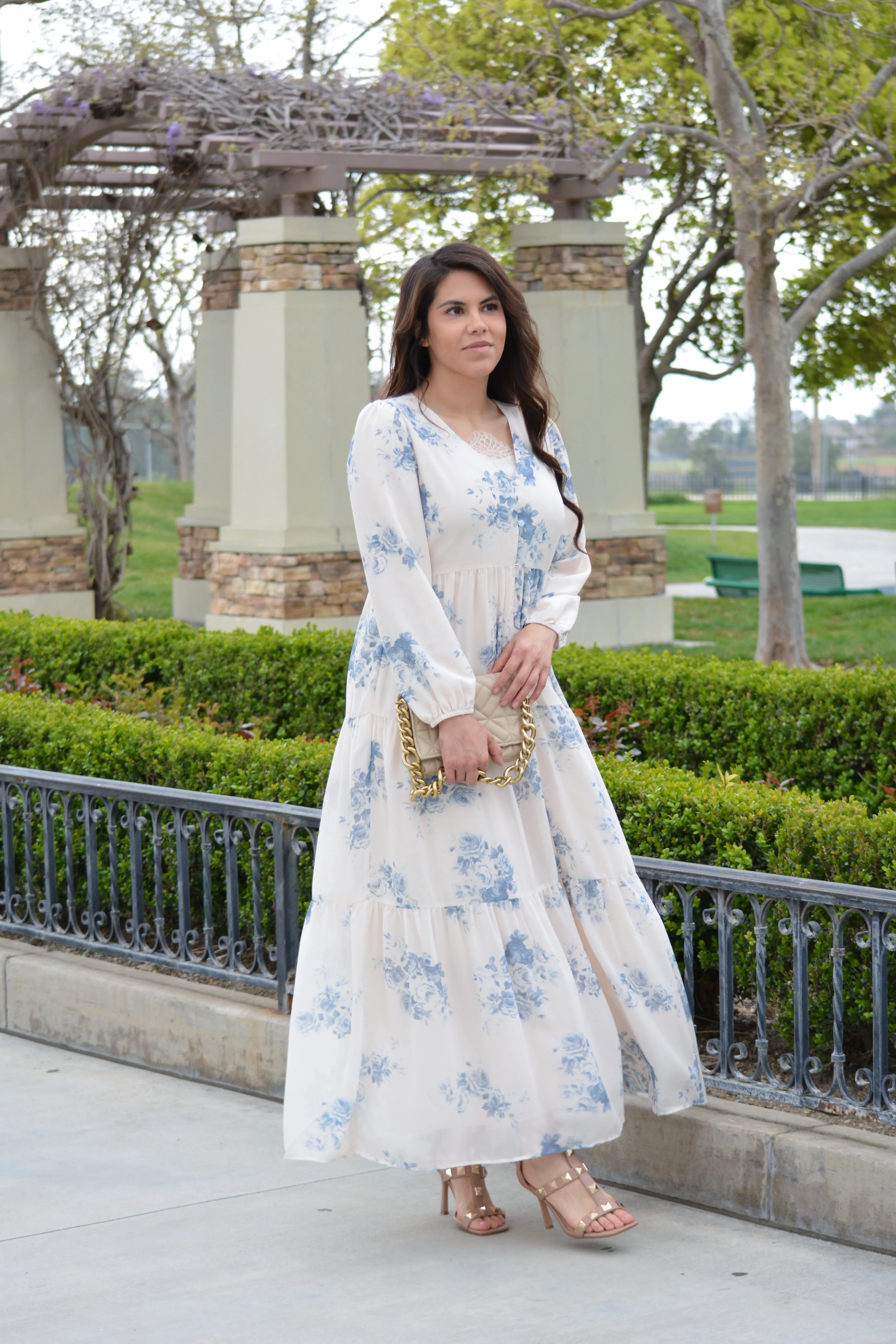 Sardinia Blue Floral Maxi Dress