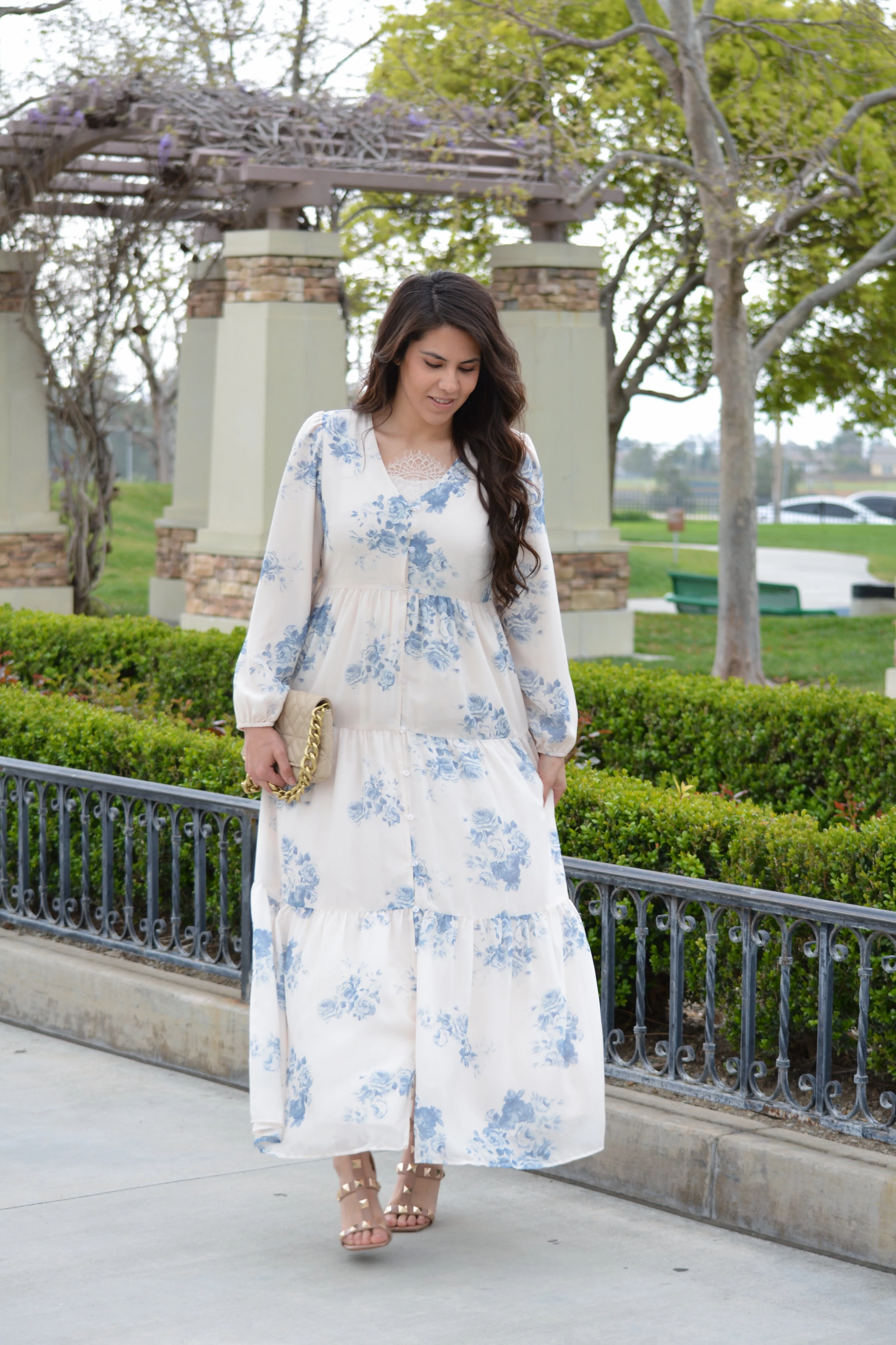 Sardinia Blue Floral Maxi Dress