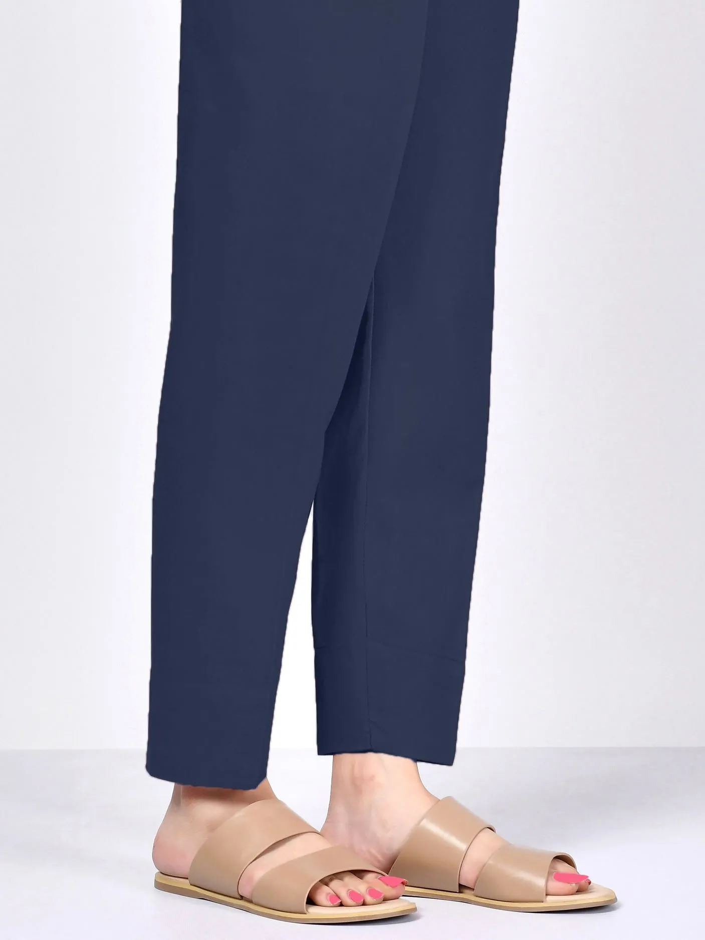 Satin Trousers - Navy Blue