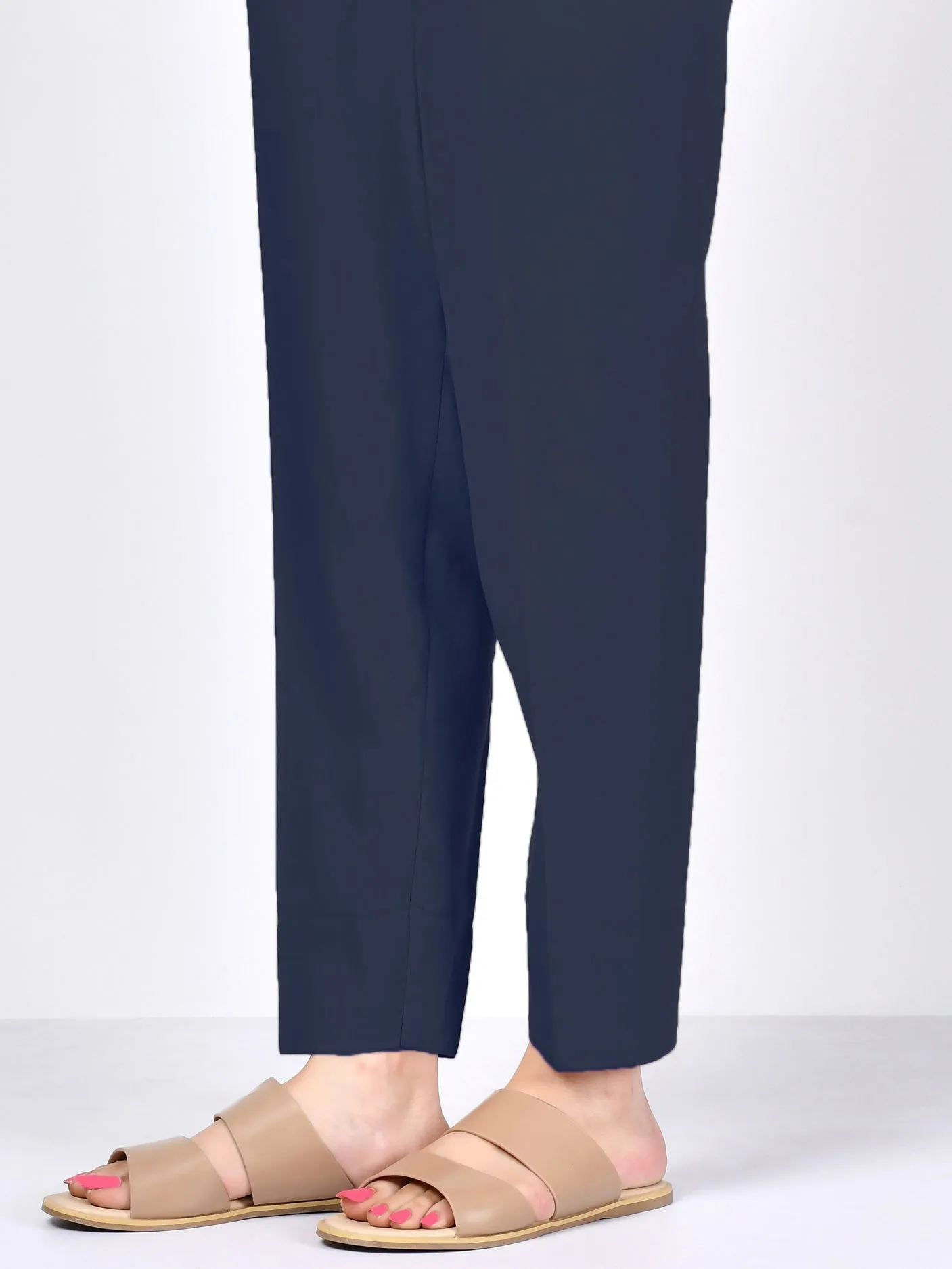 Satin Trousers - Navy Blue