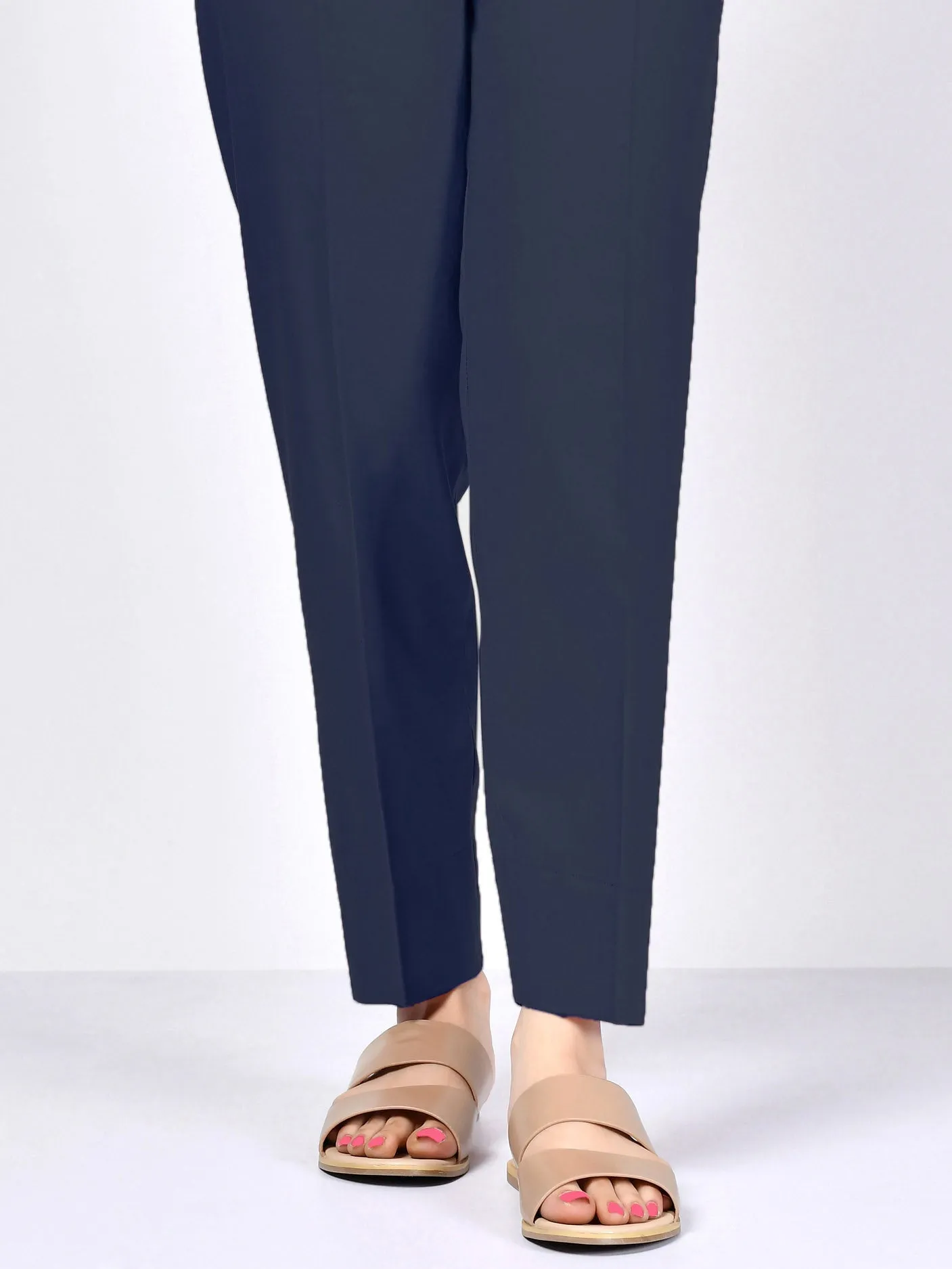 Satin Trousers - Navy Blue