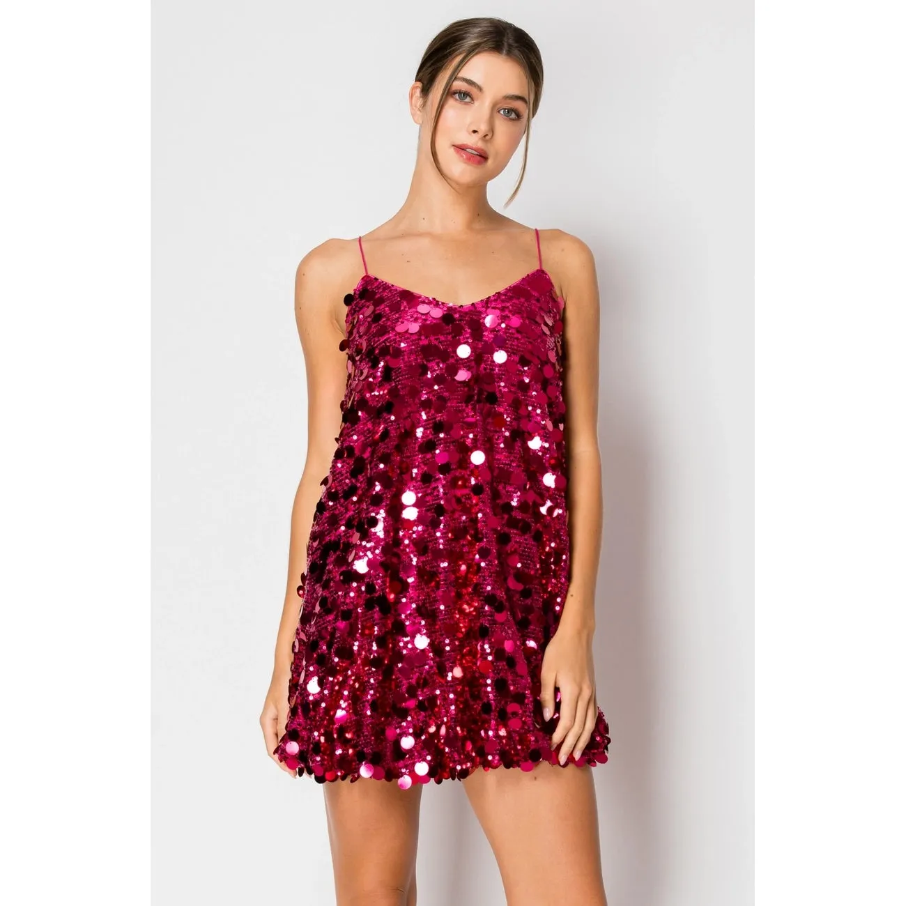 Sequin Spaghetti Straps Mini Dress