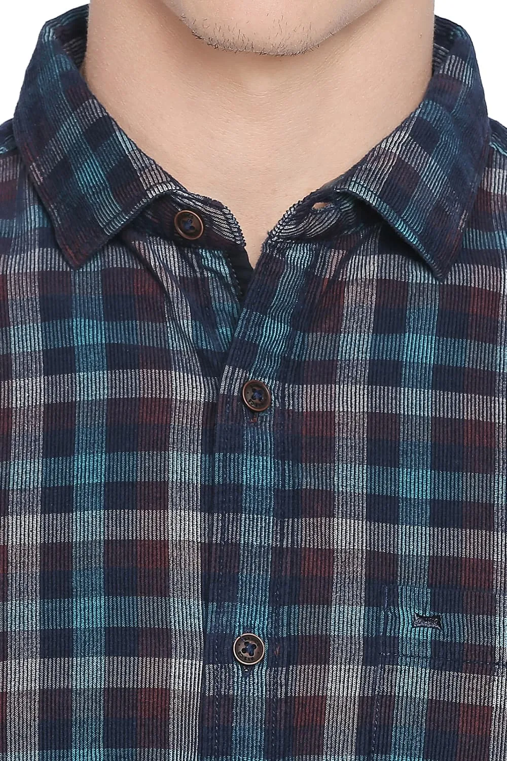 Slim Fit Corduroy Checks Shirt