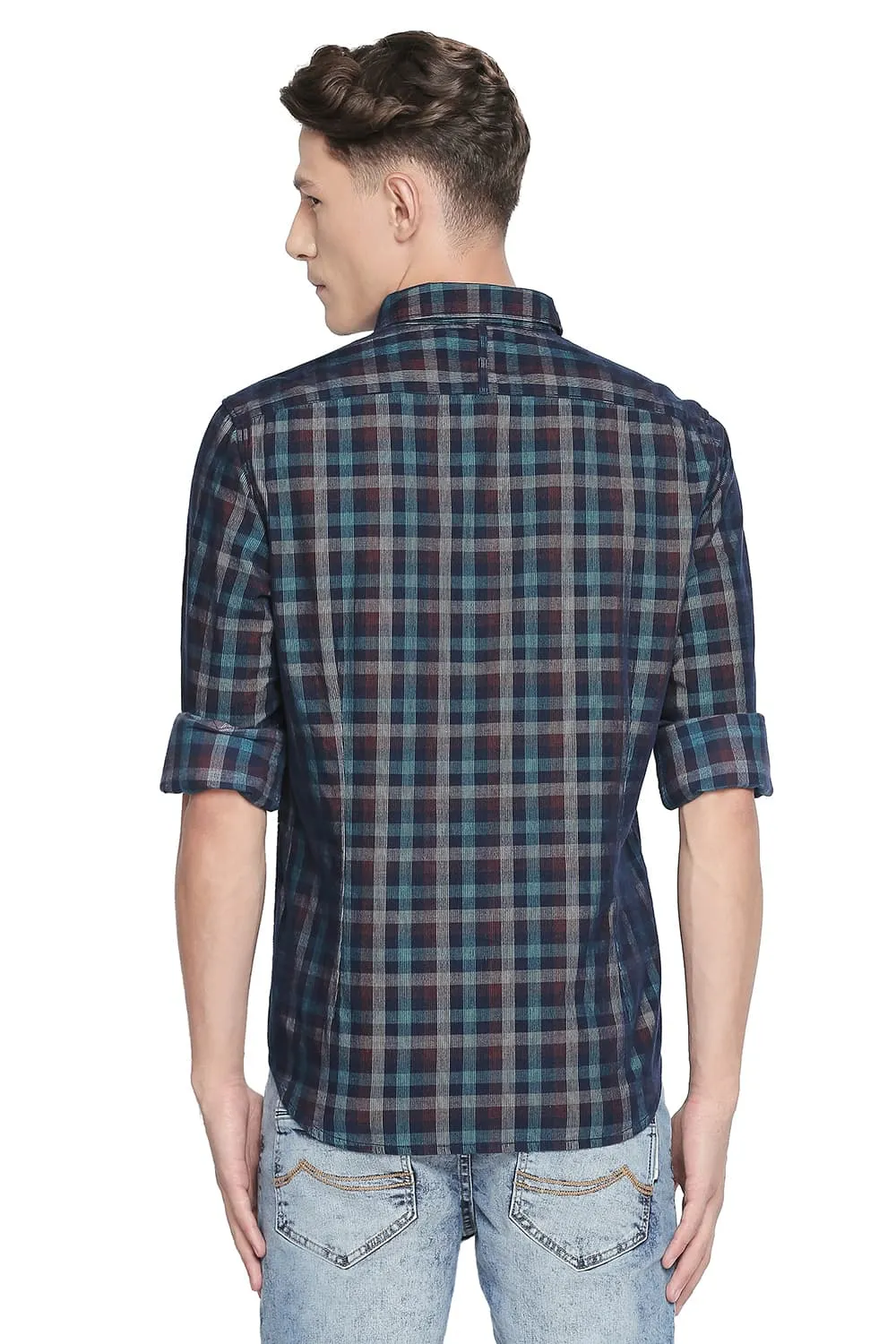 Slim Fit Corduroy Checks Shirt