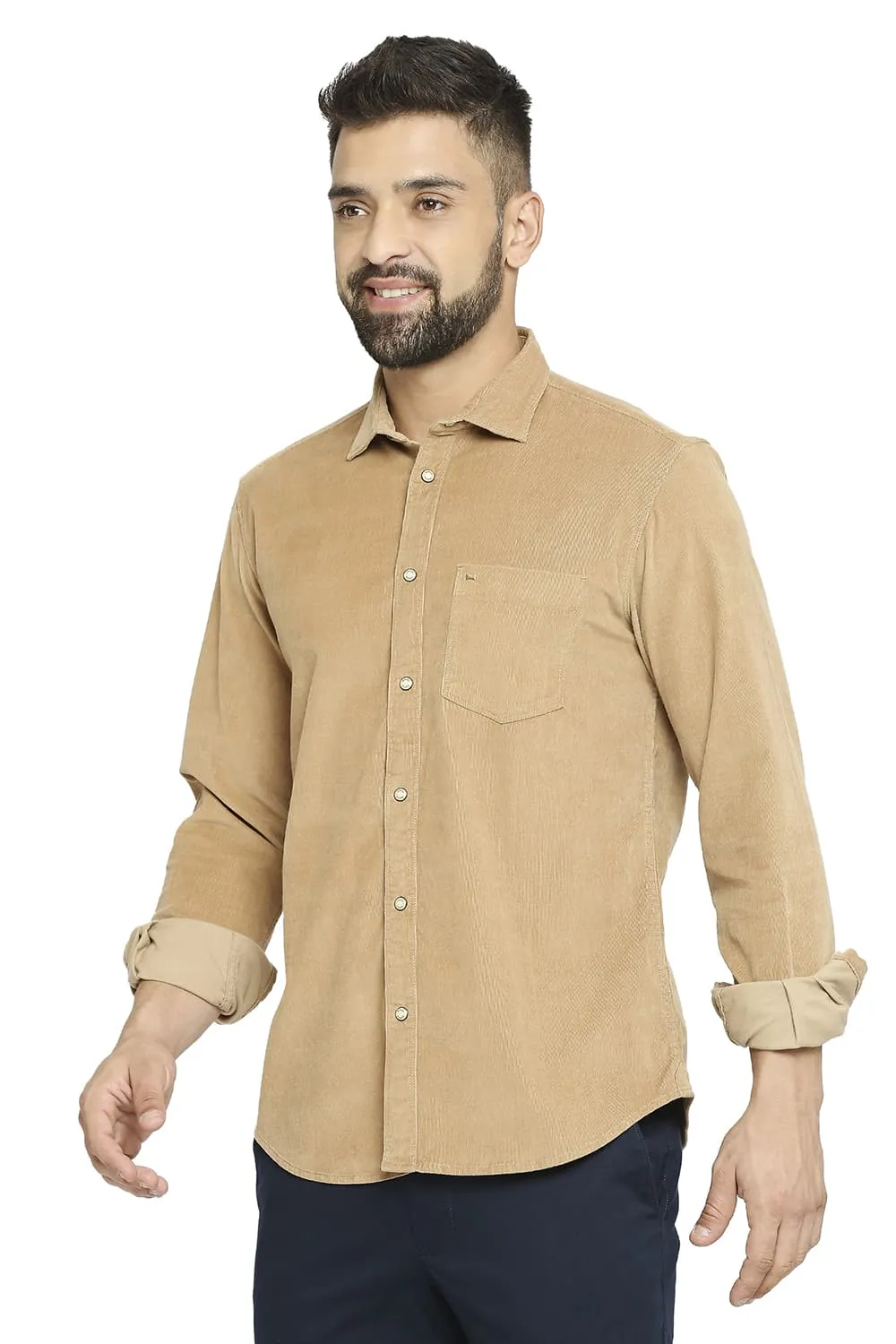 Slim Fit Cotton Corduory Stretch Shirt