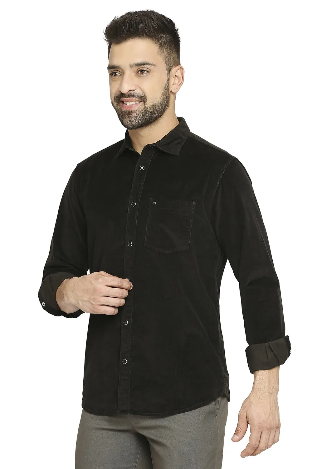 Slim Fit Cotton Corduory Stretch Shirt