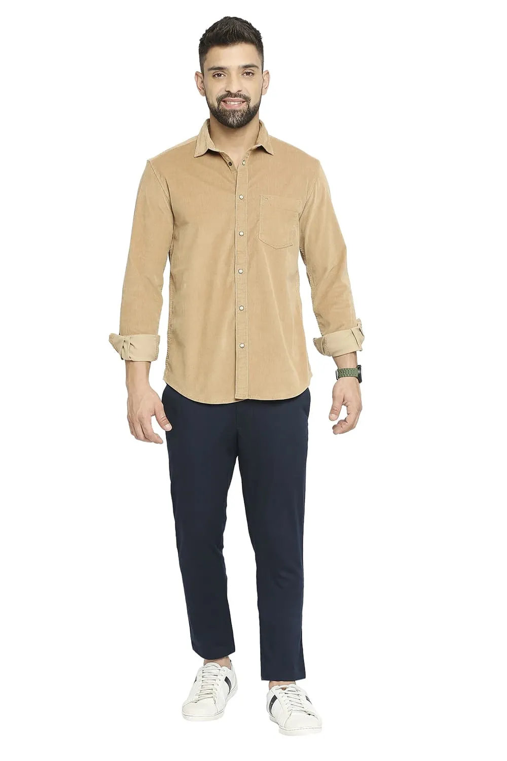 Slim Fit Cotton Corduory Stretch Shirt