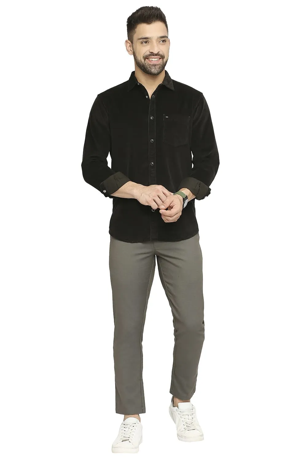 Slim Fit Cotton Corduory Stretch Shirt