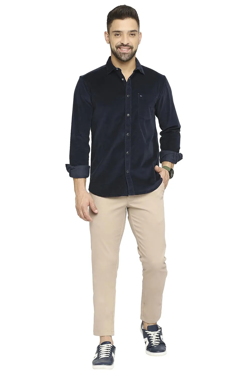 Slim Fit Cotton Corduory Stretch Shirt