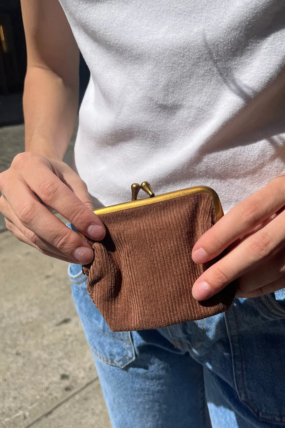 Small Brown Corduroy Coin Purse