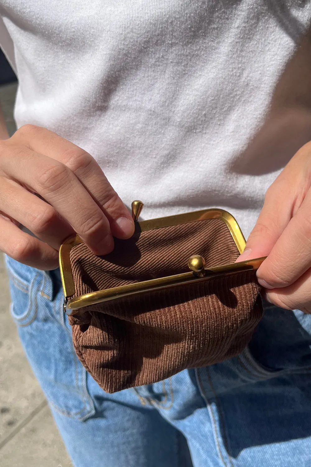 Small Brown Corduroy Coin Purse